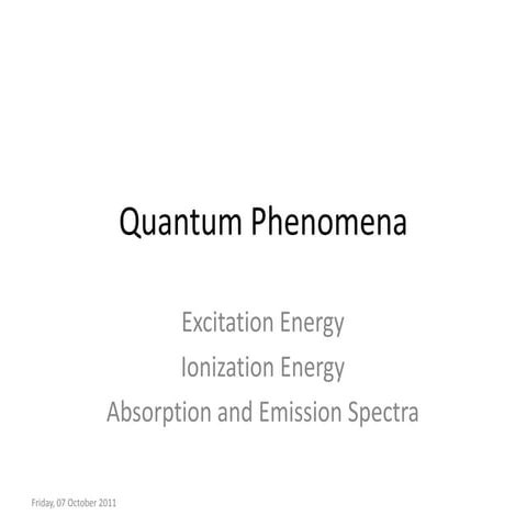 Energy levels and absorption spectra