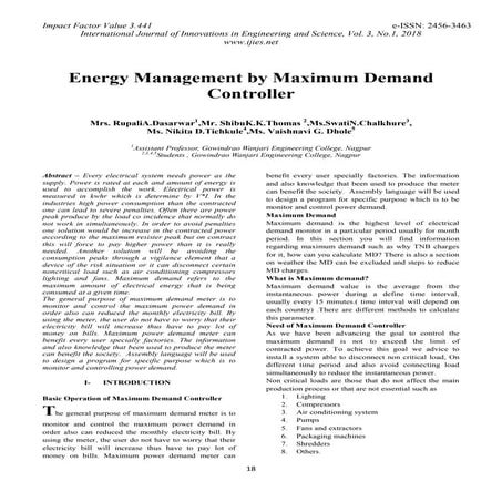 Energy management by maximum demand controller