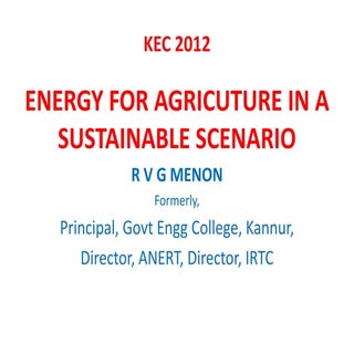 Energy management for agriculture i...