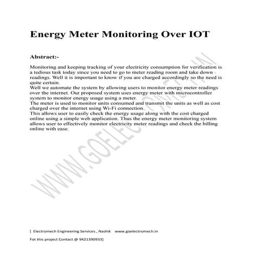 Energy meter monitoring over iot