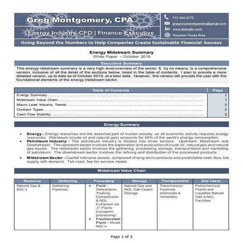 Energy Midstream Summary