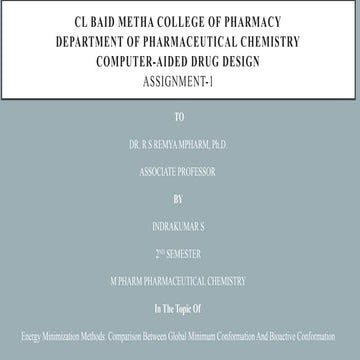 energy minimization in computer aided drug design