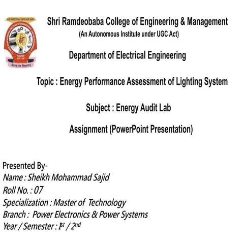 Energy performance assessment of lighting systems