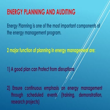 Energy planing and auditing