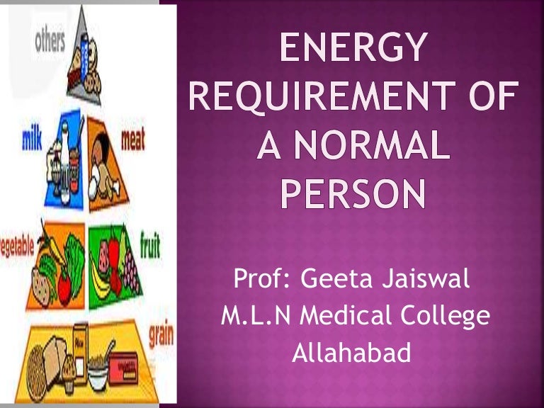 Energy requirement for a normal person