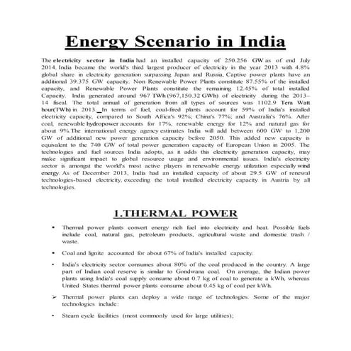 Energy Scenario in India