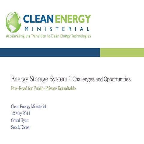 Energy Storage Landscape Clean Energy Ministerial