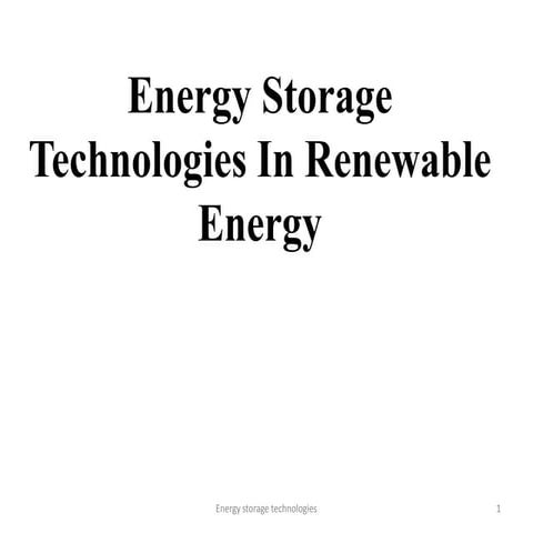 Energy Storage Systems