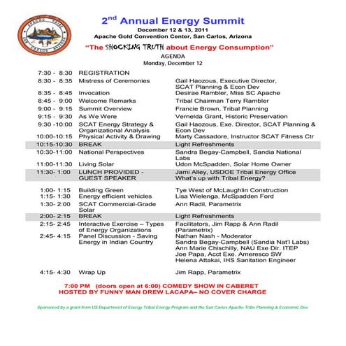Energy Summit   San Carlos Apache Nation December 12 13