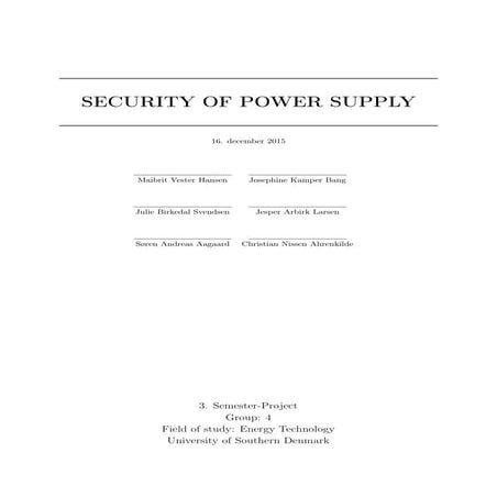 Semester Project 3: Security of Power Supply