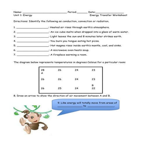 Energy Transfer Worksheet