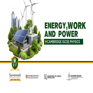 Energ and Energy Forms, Work, and Power | IGCSE Physics