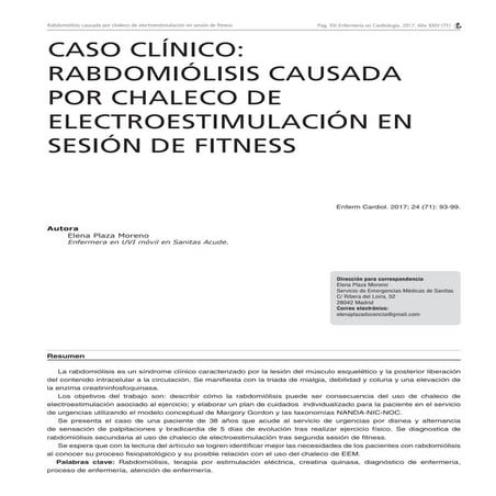Rabdomiólisis causada por chaleco de electroestimulación en sesión de fitness...