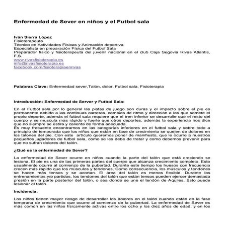 Enfermedad de sever y futbol sala PDF