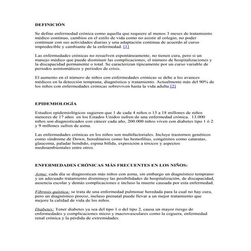 Enfermedades cronicas no transmisibles en niños