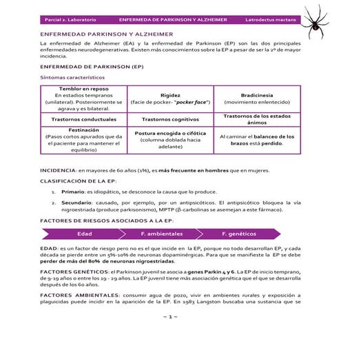 Enfermedad parkinson y alzheimer