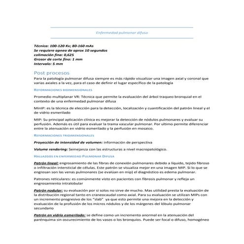 Enfermedad pulmonar difusa en TC