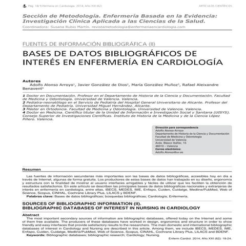 Enfermeria cardiologia 2014 (ii)  bases de datos