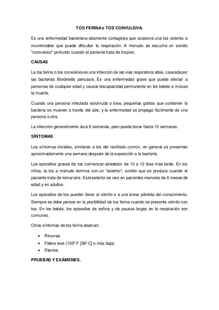 consecuencias de la tos convulsiva en niños