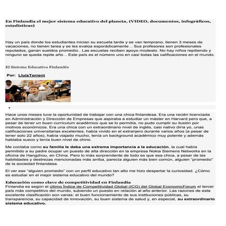 En finlandia el mejor sistema educativo del planeta
