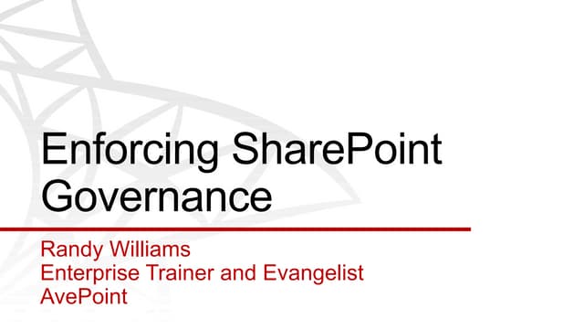 Enforcing SharePoint Governance