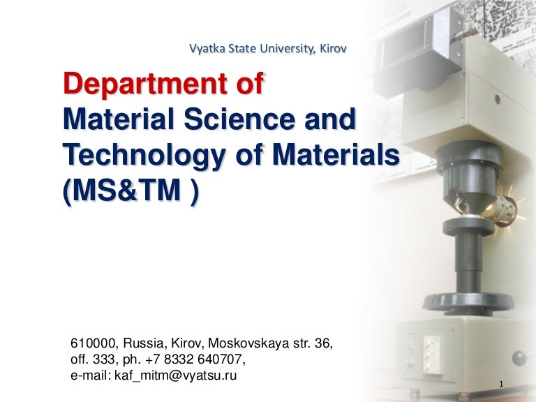 Material Science and Technology of Materials
