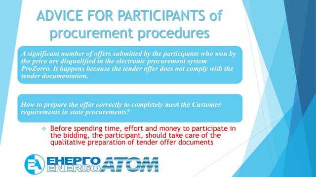 Advice for Participants of Procurement Procedures