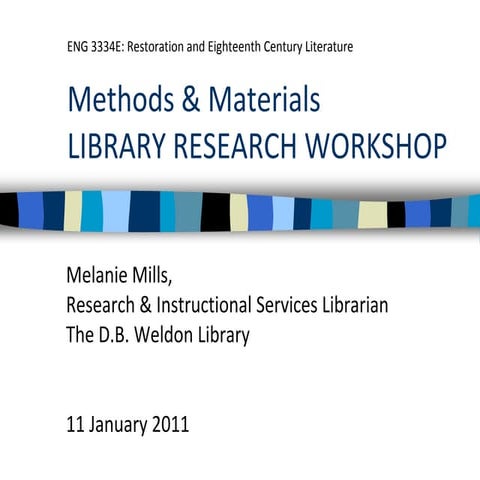 ENG 3334E: Restoration and Eighteenth Century Literature (Introductory Workshop)