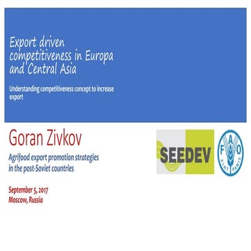 Export driven competitiveness in Europa and Central Asia Understanding compet...