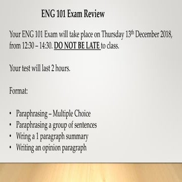 Eng 101 exam review nathalia bb