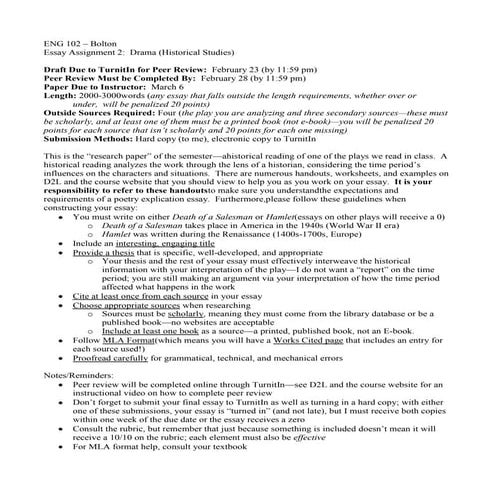 ENG 102 - Essay 2 - Drama (historical studies)