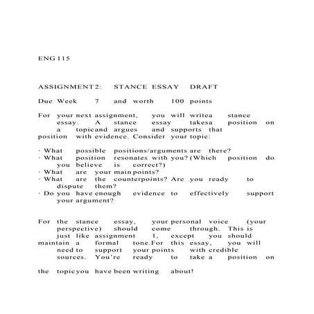 ENG115ASSIGNMENT2STANCEESSAYDRAFTDueWeek.docx