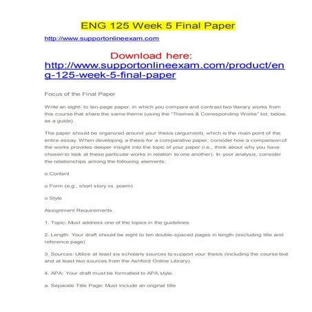 Eng 125 week 5 final paper