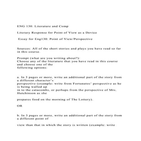 ENG 130 Literature and Comp Literary Response for Point o.docx