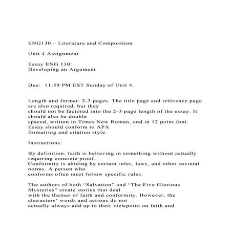 ENG130 – Literature and Composition Unit 4 Assignment .docx