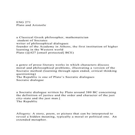 ENG 271Plato and Aristotlea Classical Greek philosophe.docx