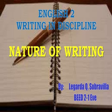 Writing in Discipline Nature of Writing