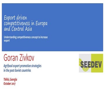 Agrifood export promotion strategies  in the post-Soviet countries 