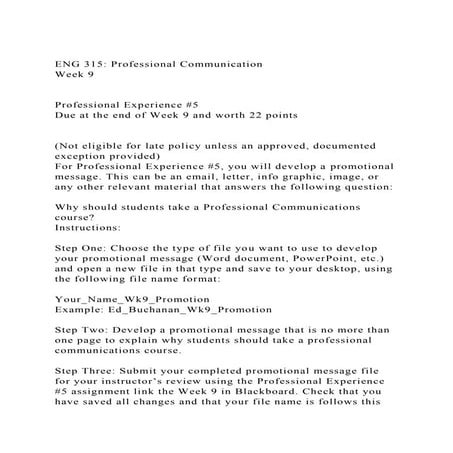 ENG 315 Professional Communication Week 9Professional Exp.docx