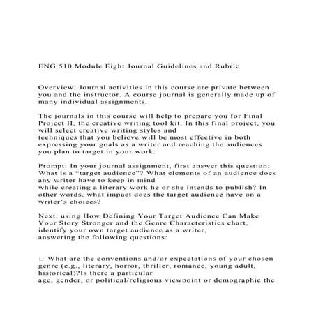  ENG 510 Module Eight Journal Guidelines and Rubric  O.docx