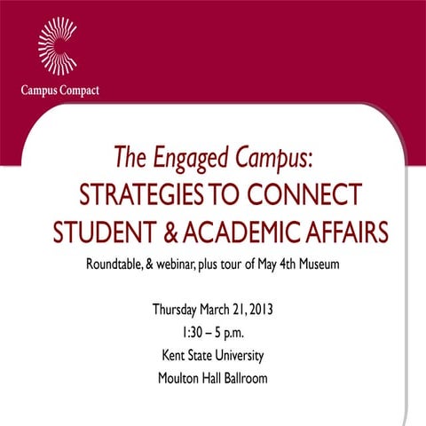 Engaged Campus:  Strategies to Connect Student & Academic Affairs Intro