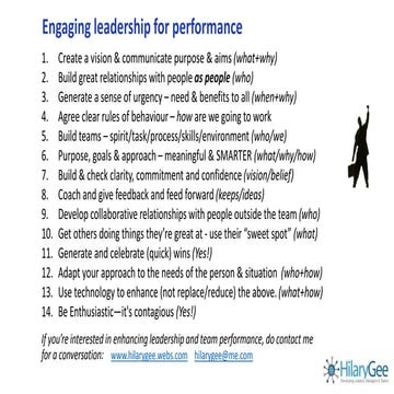 Engaging leadership for performance   behaviours to envision and review