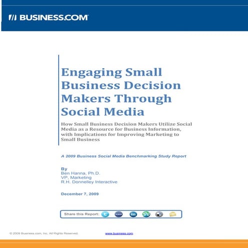 Engaging Small Business in  Social Media