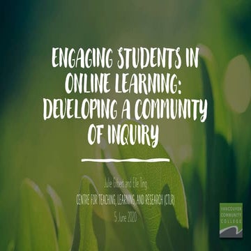 Engaging students in online learning