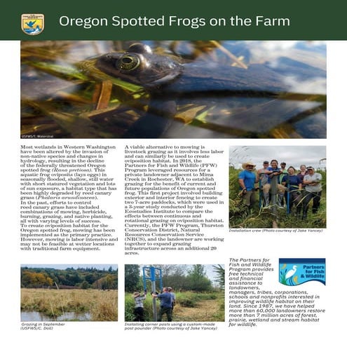 Engaging with Landowners on Oregon Spotted Frog Conservation