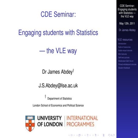 Engaging with statistics   the VLE way