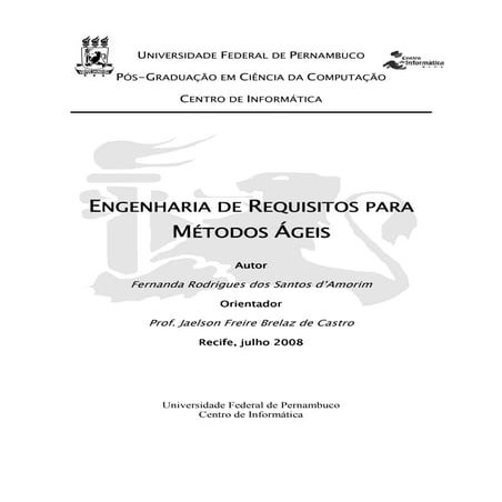Engenharia de requisitos para metodos ageis   dissertacao