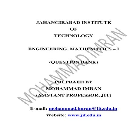 Engg. math  1 question bank by mohammad imran 