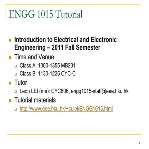 ENGG1015 Tutorial 1
