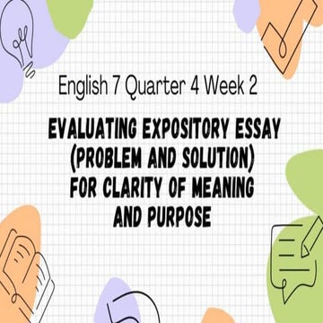 EVALUATING EXPOSITORY ESSAY FOR CLARITY OF MEANING AND PURPOSE